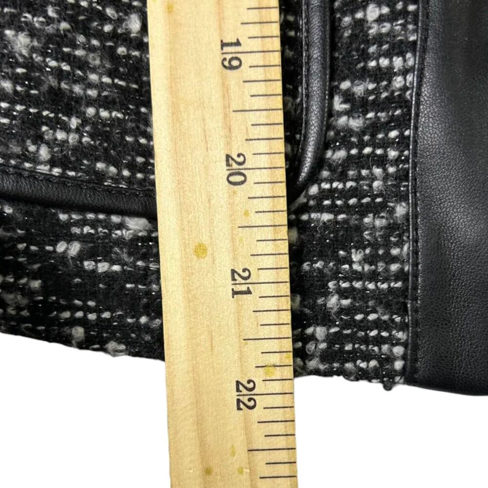 Ivanka Trump Tweed Faux Leather Jacket Black Zip Front Moto Blazer PS - Picture 5 of 8